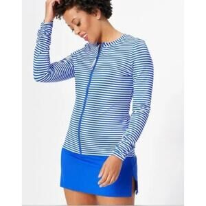Kim Gravel x Swimsuits For All Zip Front Swim Cardigan Stripe 10 Rashguard QVC